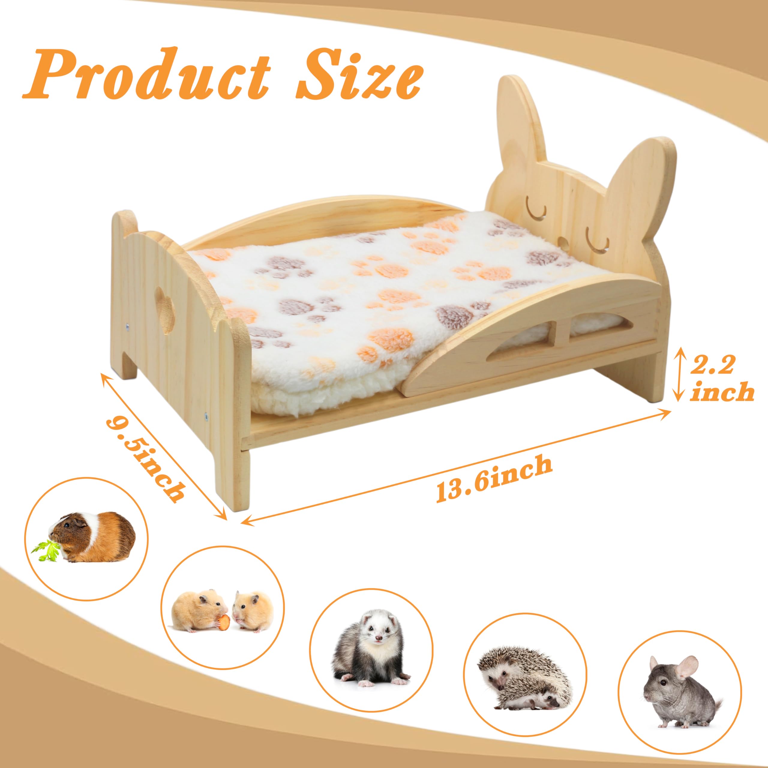 Amakunft Wooden Guinea Pig Bed with Soft Mat, Detachable Guinea Pig Bed - Image 2