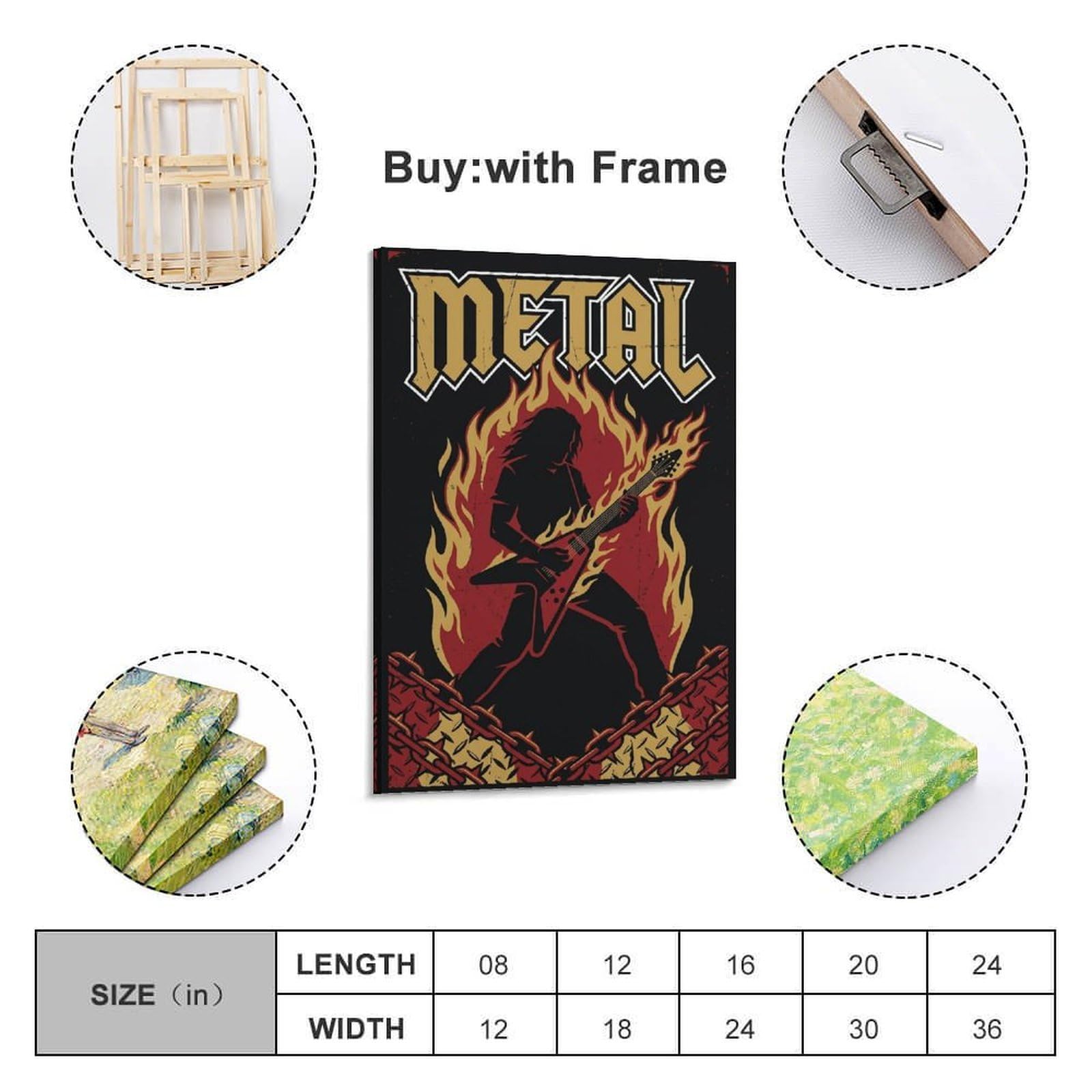 OKNGB Poster decorativo da parete su tela, motivo: chitarrista heavy metal hard rock rock classico (40 x 60 cm)