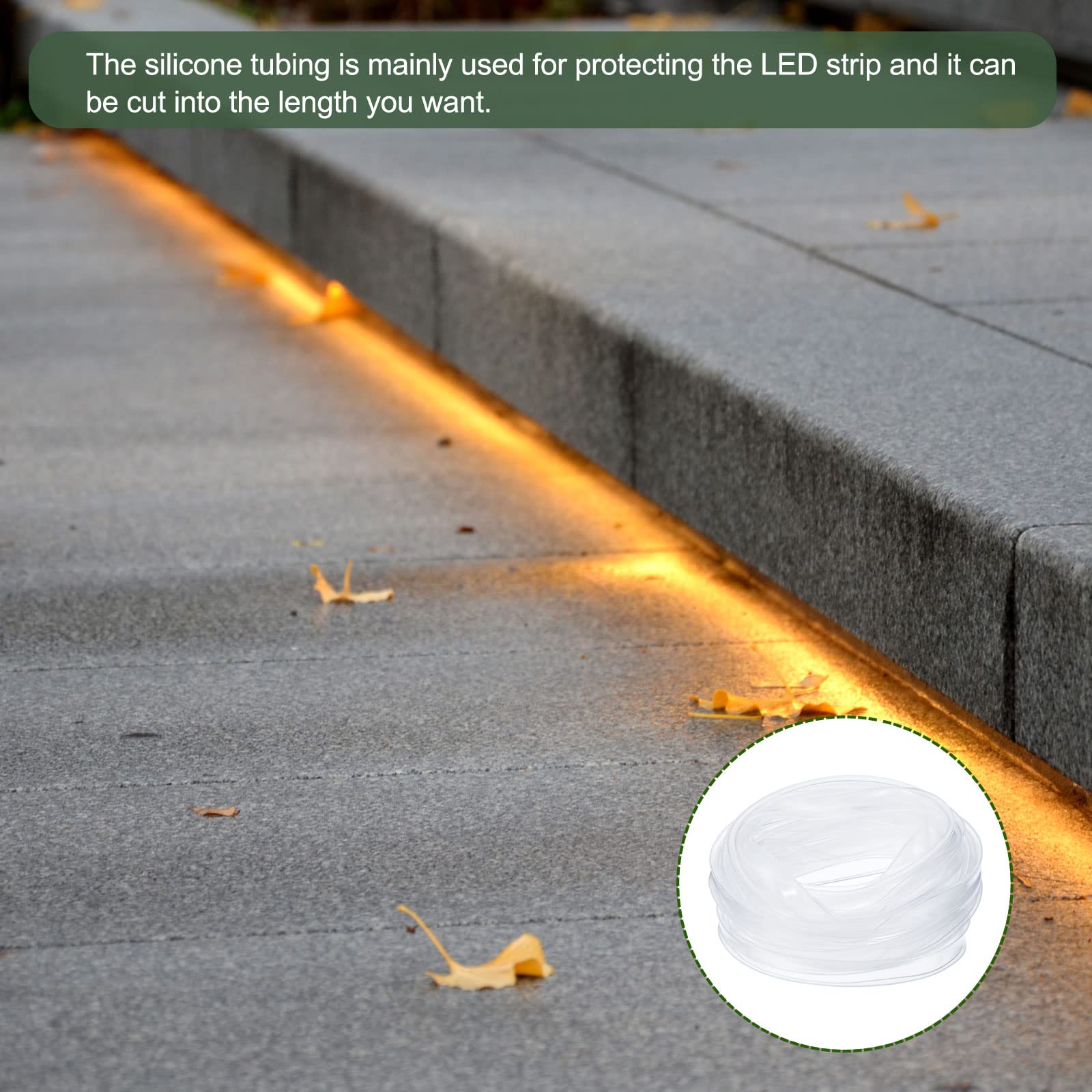 YOKIVE 1 Pc Silicone Tube Sleeve, Rubber LED Tube Strip Waterproof Dustproof Cover, Great for Office Home (Clear - Image 3