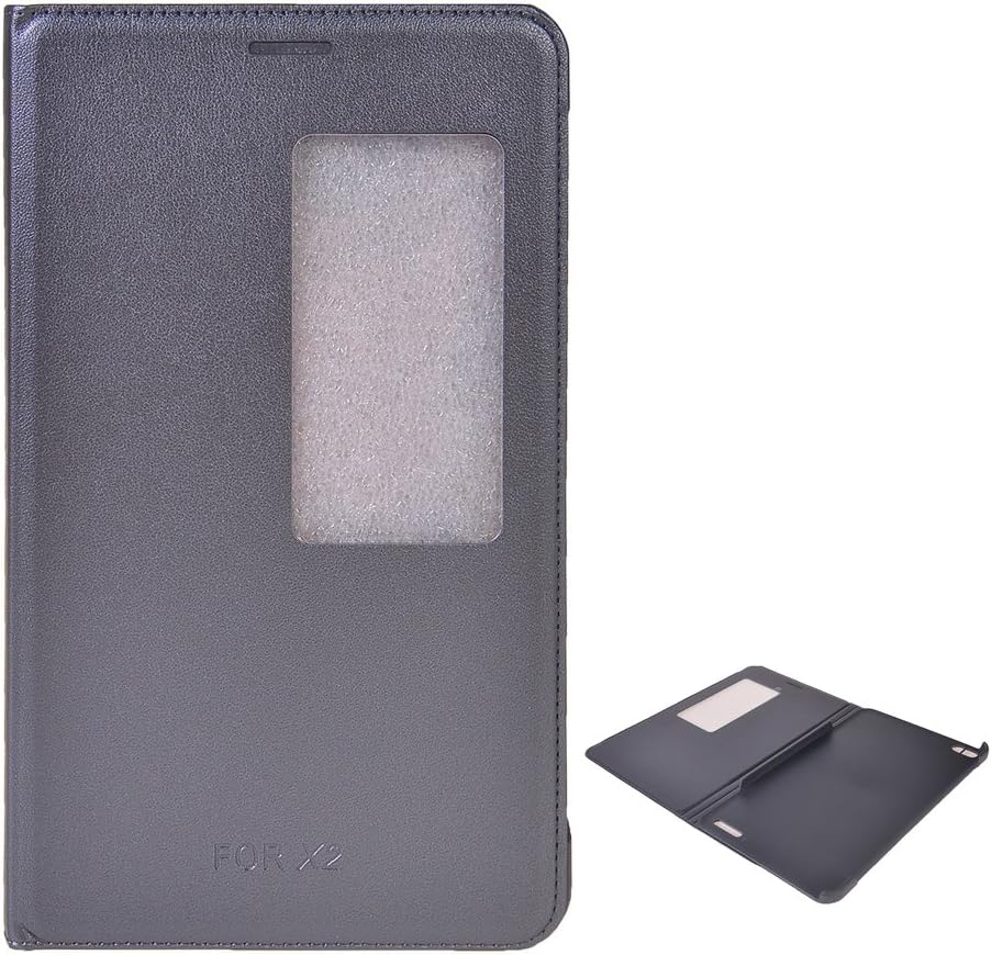MediaPad X2 Case, AOBD [Dark Blue] Premium PU Leather View Window Folio Case Flip Cover for Huawei MediaPad X2