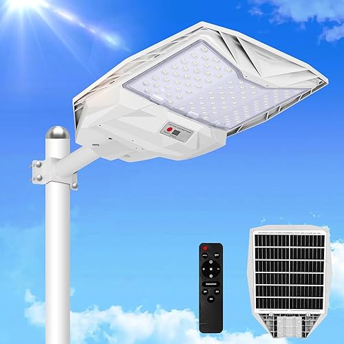 Miniatura 12 de Luz de Calle Solar de 8000W 6500K 800000LM – Luz de Calle Solar Automática de Encendido/Apagado del Anochecer al Amanecer, Resistente al Agua IP65,