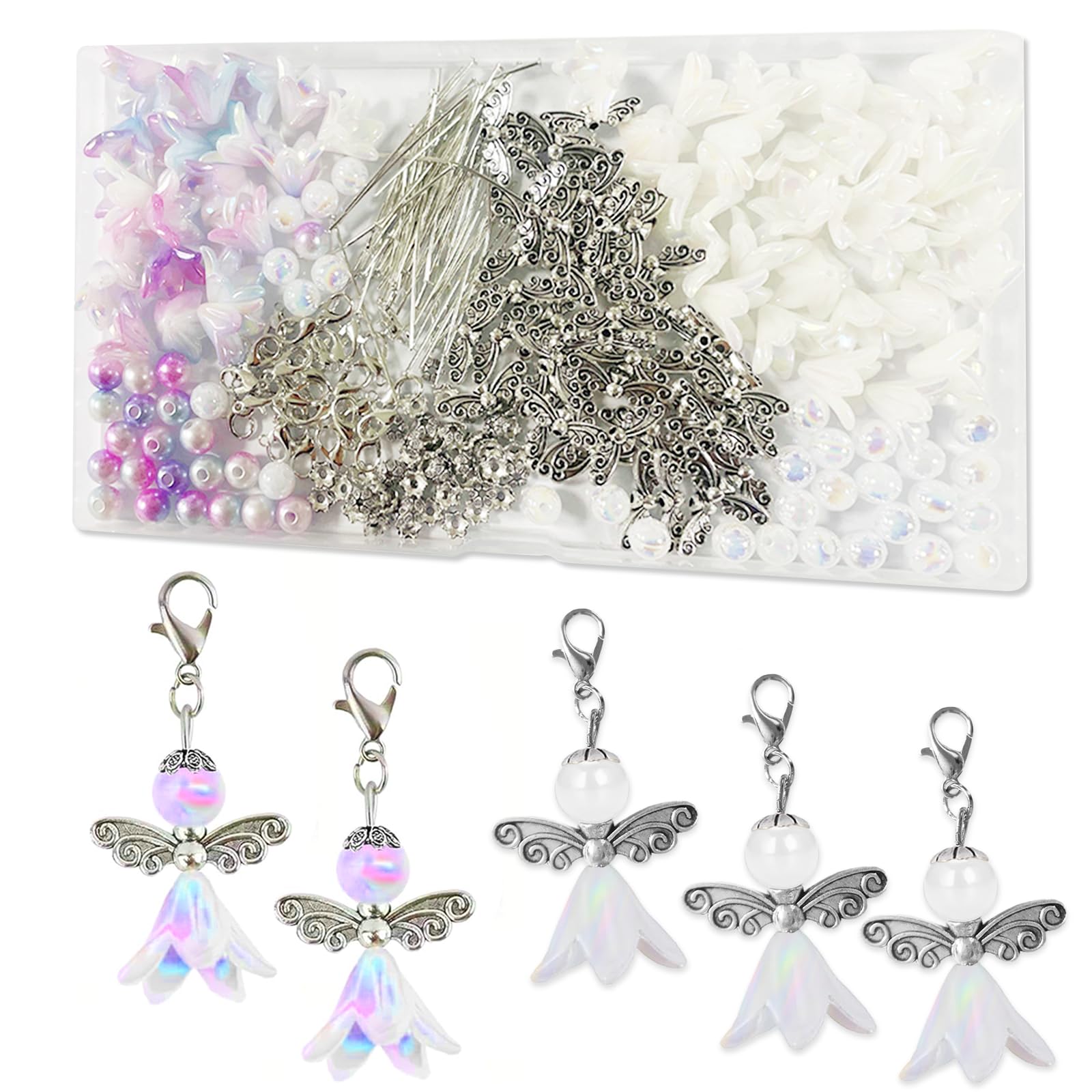 Yumcute Juego De 50 Llaveros De Ángel De La Guarda Kit De Bricolaje Colgante De Ángel