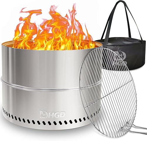 Miniatura 10 de HGD - Hoguera sin humo de 20 pulgadas para exteriores, portátil, para campamento, con bolsa de viaje, estufa de leña de acero inoxidable para patio