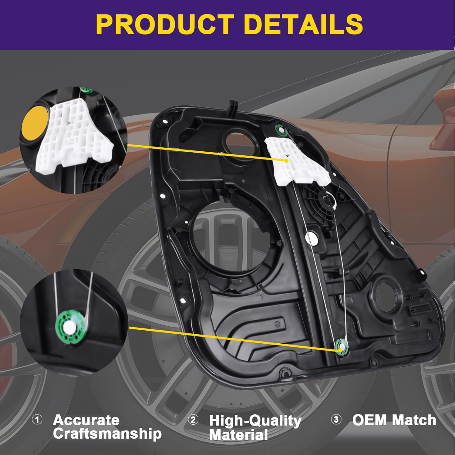 83481-D3001 Power Window Regulator Rear Right Without Motor Compatible with 2016 2017 2018 2019 2020 Hy-undai Tucson 1.6 2.0 2.4L Replace 83481-D3000