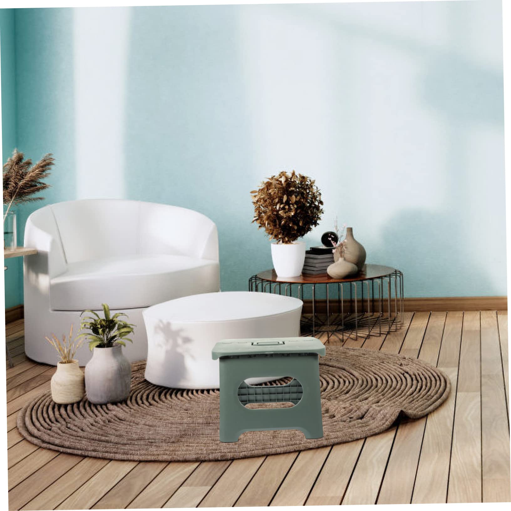 Mikikit Heavy Duty Stool with Handle Portable Plastic Folding Stool for Outdoor Fishing Camping and Home Use Ergonomic Design for Easy Carrying and Storage