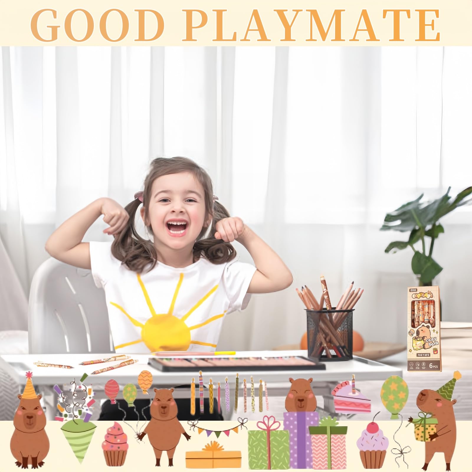 6 Pièces Stylo à Gel Capybara, Stylo à Bille Effaçable, écriture Fluide