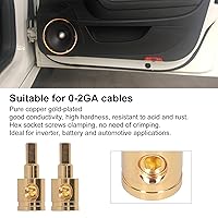 Vista 2 de Reductor de cable de audio, conector de terminal reductor de cable 0GA, cobre puro, chapado en oro, para modificación de amplificador de audio