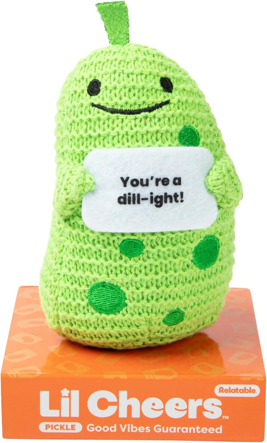 Lil Cheers Pickle By Relatable, The Uplifting Plush Ideas Spreading Good Vibes, Perfect Plushies and Stuffed Animals Gifts for Mom Includes 1 Pickle Plush