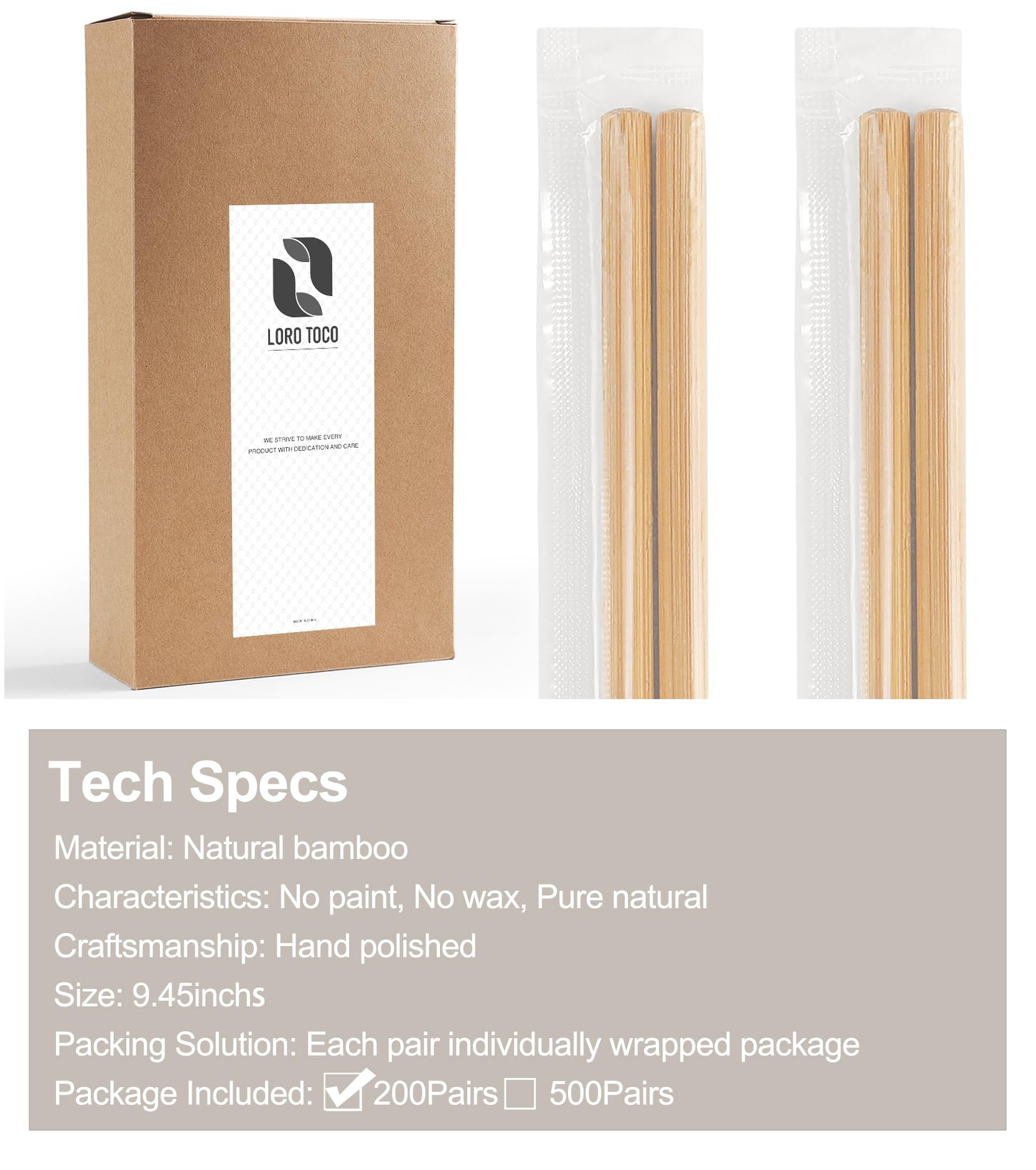 200Pairs Bamboo Chopsticks Disposable | Individually Wrapped | Bulk | Separated | Round | Premium Quality-（9.45in) — Amazon image 6
