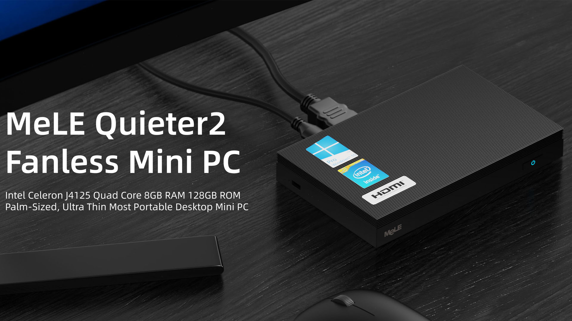 MeLE Quieter2Q Mini PC Fanless Silent Desktop Computer