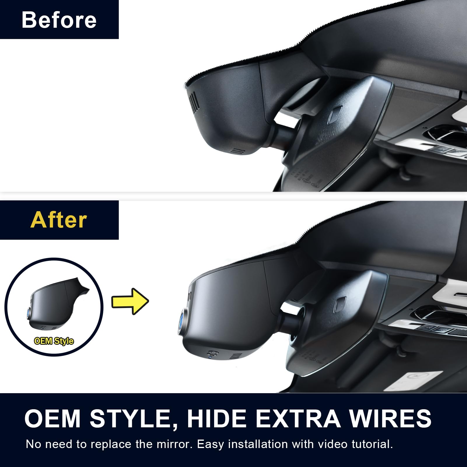 KBSYNT 4K Hidden Dash Cam For Porsche - OEM Style Fit For Cayenne, 911, Panamera & Taycan (2017-2024 Models) With WiFi, App & 64GB Card