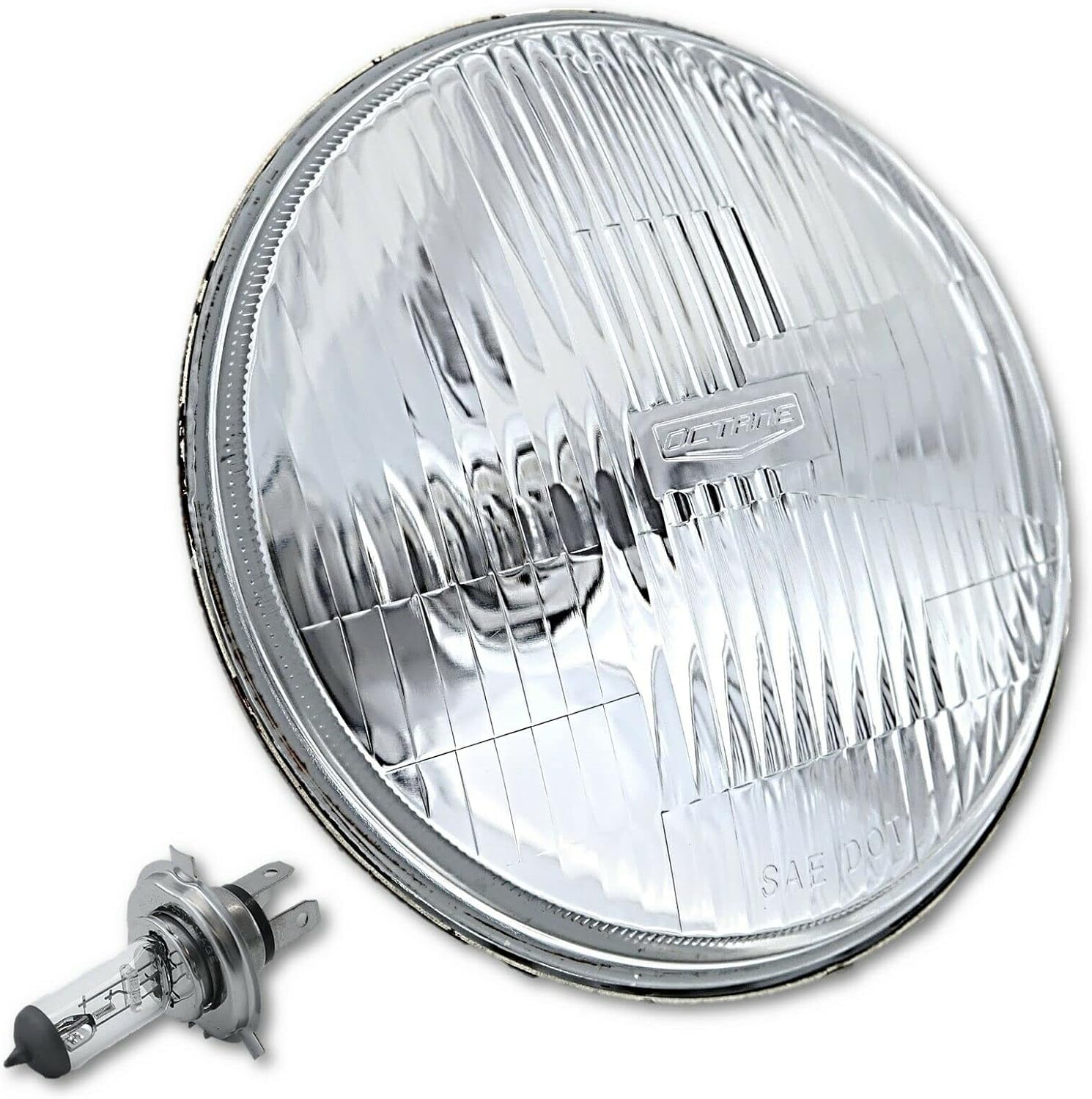 Octane Lighting 7 Inch Stock 24 Volt Halogen H4 Semi-Sealed Beam 70/75W Light Bulb Headlamp Pair