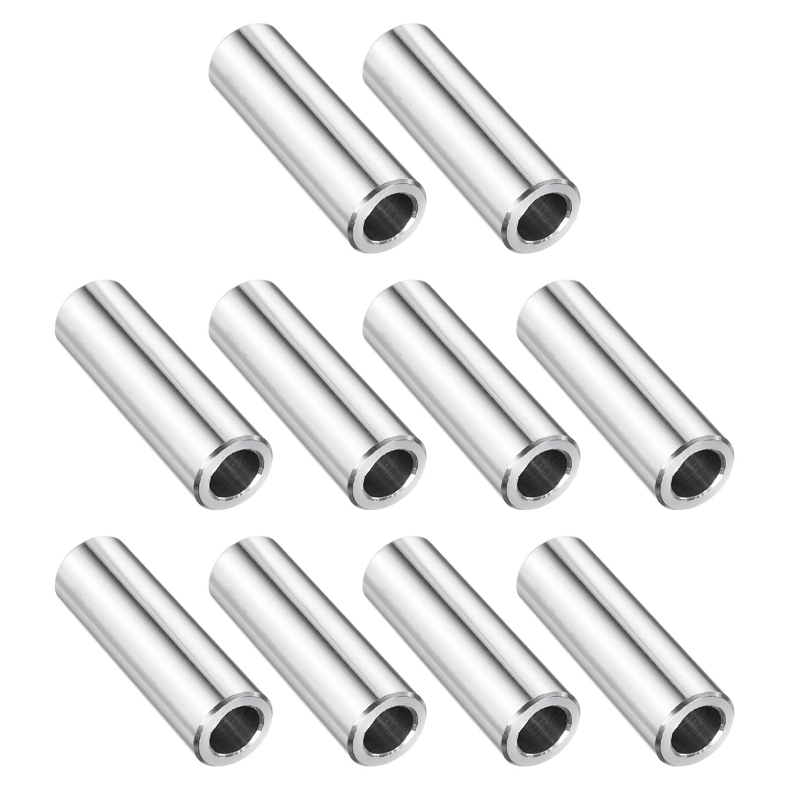 uxcell 10 Pcs Stainless Steel Spacer 5/16" Bore x 1/2" OD x 1-5/16" Length Screw Bushing Plain Finish Round Metal Spacer for 5/16" Screws Bolts and Rods