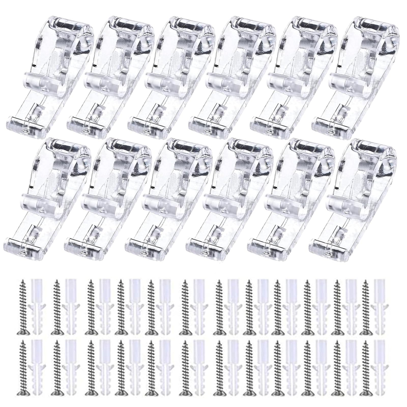 Moxychrony 12 Sets Roman Blind P Clip, Plastic Roman Roller Blind Chain Cord P Clips Hooks Child Safety Roller Blind Clips for Blinds with 12 Screws and 12 Plastic Pillars