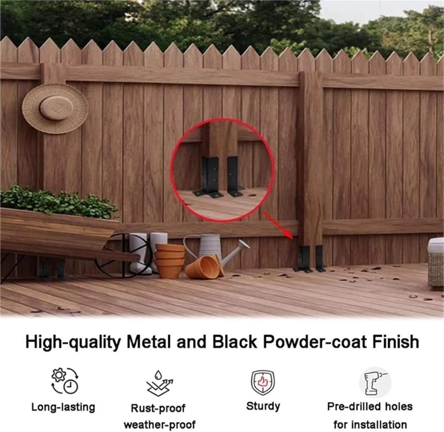 Sturdy Metal Adjustable Deck Post Base Brackets for Enhances Stability in Patios Balconies and Terraces Installations