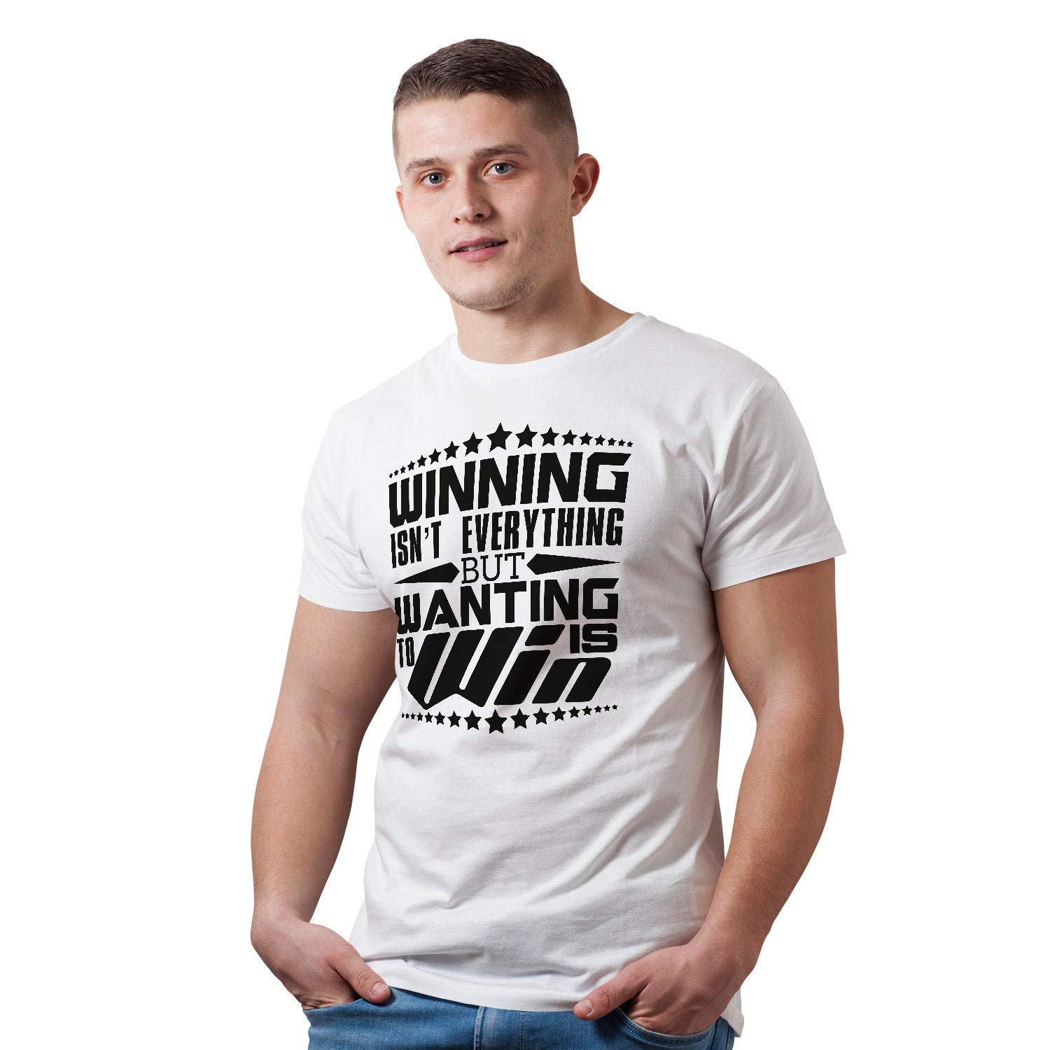 Winning Camiseta Unisex con Frase Personalizada, inspiradora para Hombres, Camiseta motivadora Positiva con Lema de motivación Azul Azul Real XL