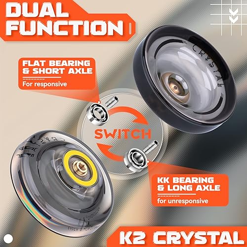 Miniatura 7 de Responsive Yoyo 2 paquetes de plástico Yoyo K2 y Yoyo de metal V6 para niños, cada yoyo profesional con 12 cuerdas, bolsa de almacenamiento,