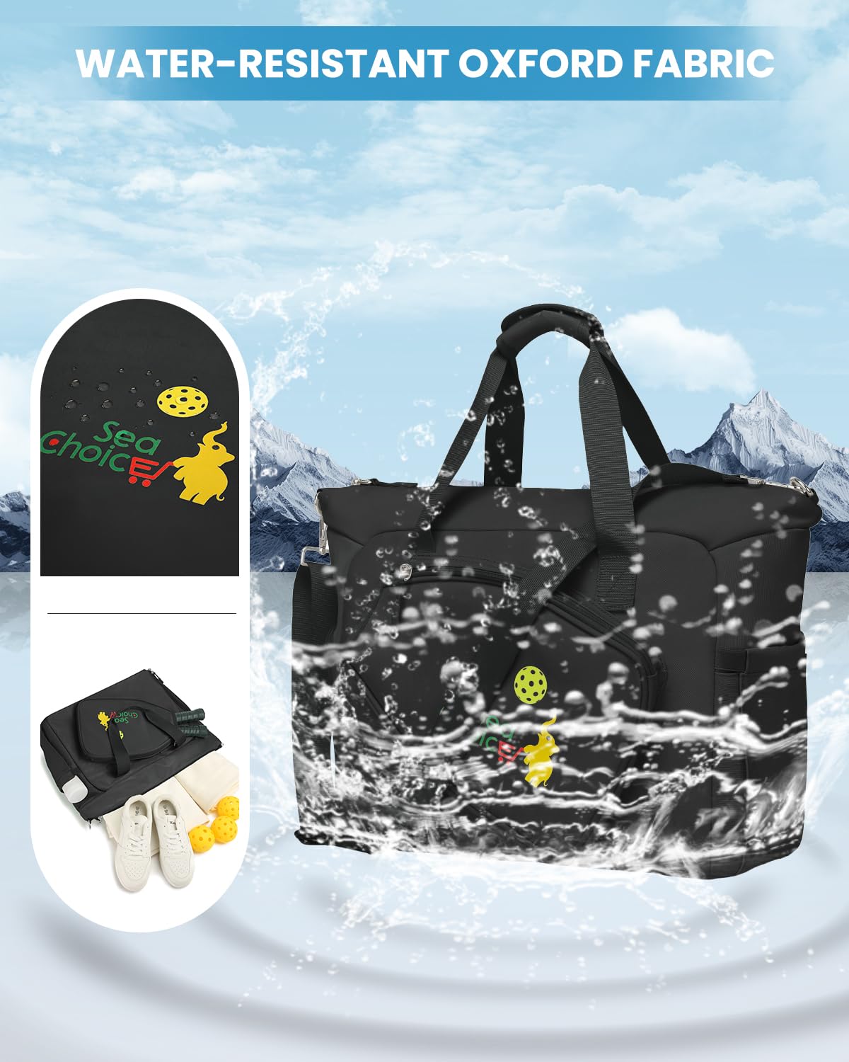 Sea choice Sac Raquette pour Homme et Femme contenir 2 Raquettes de Pikel ou Paddle Sac de Sport avec Compartiment à Chaussures et Poche Isolée, Cabine Avion Week-End Fitness