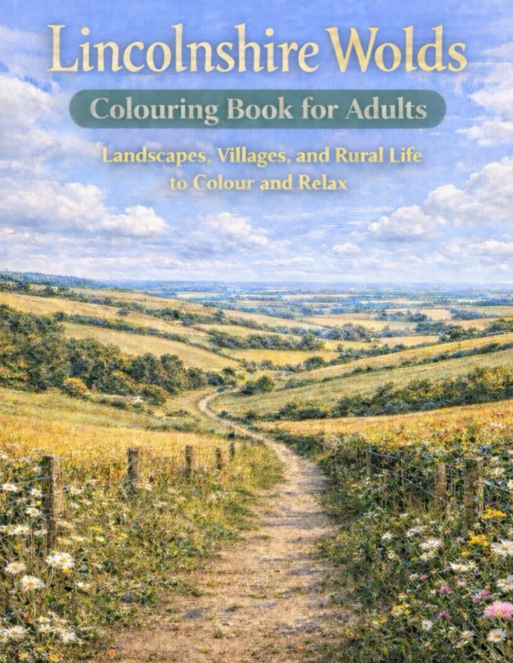 LINCOLNSHIRE WOLDS COLOURING BOOK FOR ADULTS: Landscapes, Villages, and Rural Life to Colour and Relax