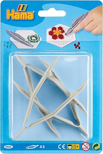 Hama Perlen 4904 - Juego de pinzas de plástico para manualidades con cuentas de planchado, 3 piezas, diversión creativa para niños y adolescentes,