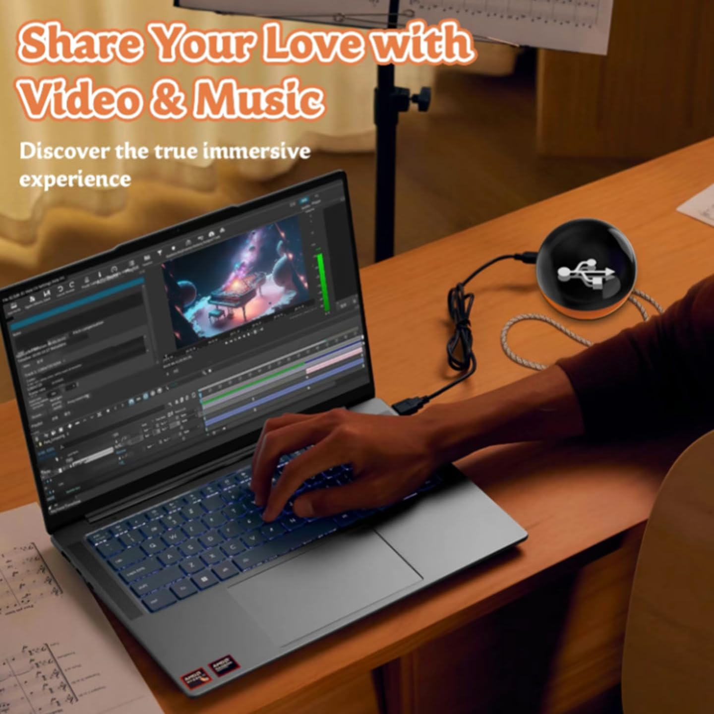 Crystal Ball With Electronic Display, 2.7inch Custom Light-Up Sphere, Personalized Digital Memory Display, Uploadable Videos & Photos, Customized Gift For Anniversary, Birthday, Wedding (Black - View #4