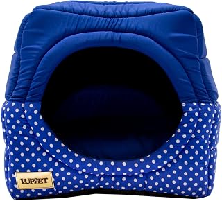 Cama e Toca Luppet 2 em 1 com almofada para cachorro ou Gato Azul Poa G