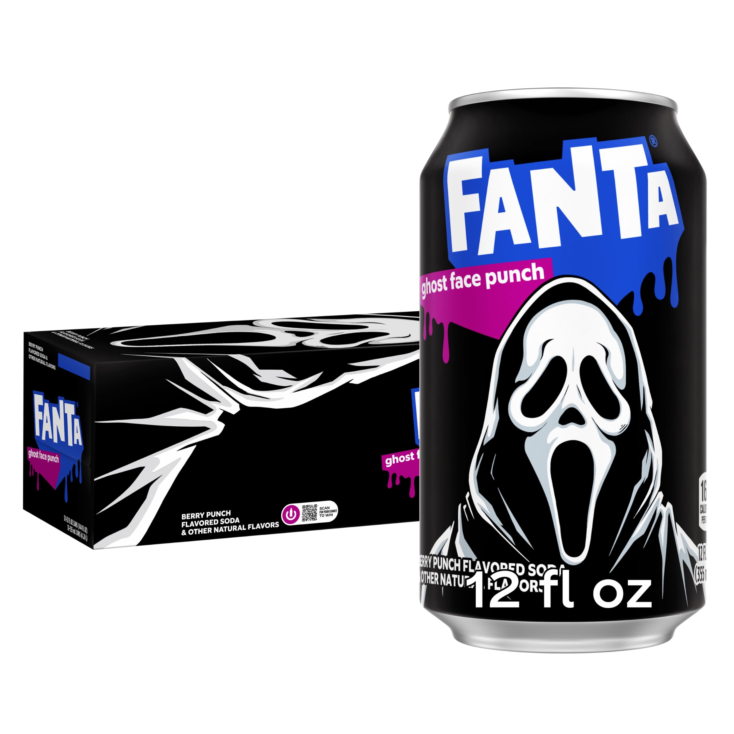 Fanta Ghost Face Punch Fridge Pack Cans, 12 fl oz, 12 Pack