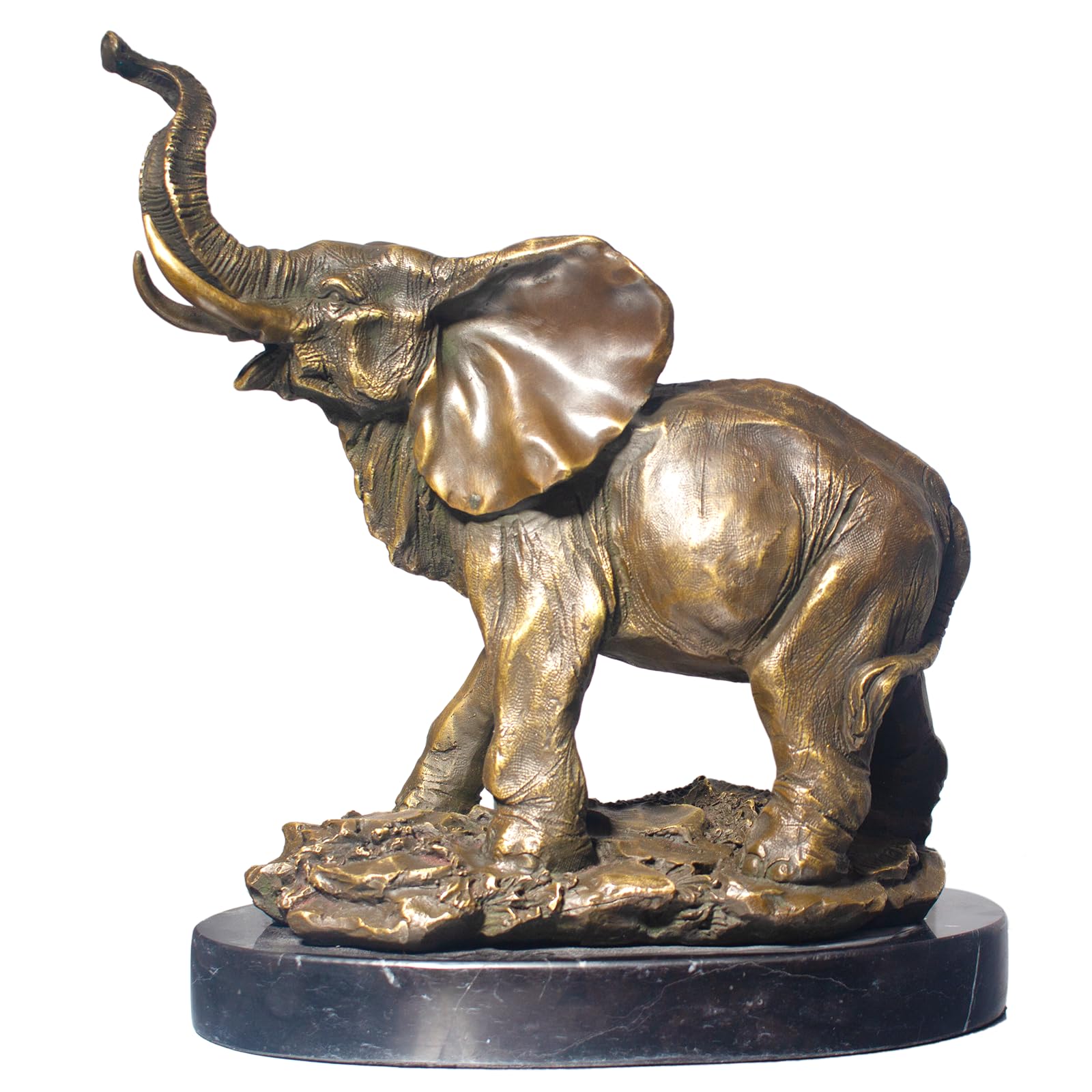 Estatuas y esculturas de Elefante tailandés de Bronce auténtico de 30 cm. Decoración para el hogar fundida a Mano. Escultura de Elefante Premium con Certificado (5,7 kg).