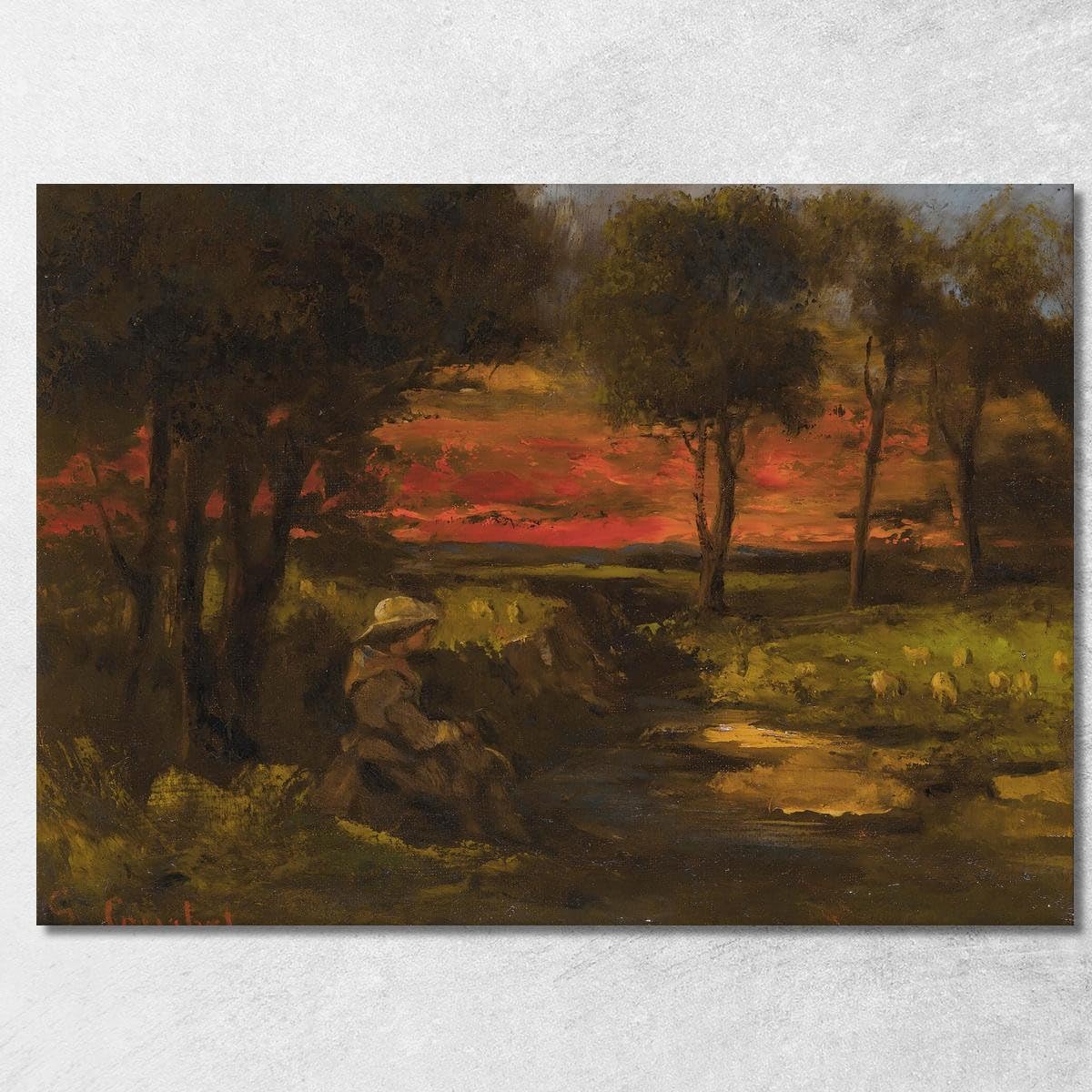 Filatrice Breton Gustave Courbet grand tableau salon pour décoration élégante