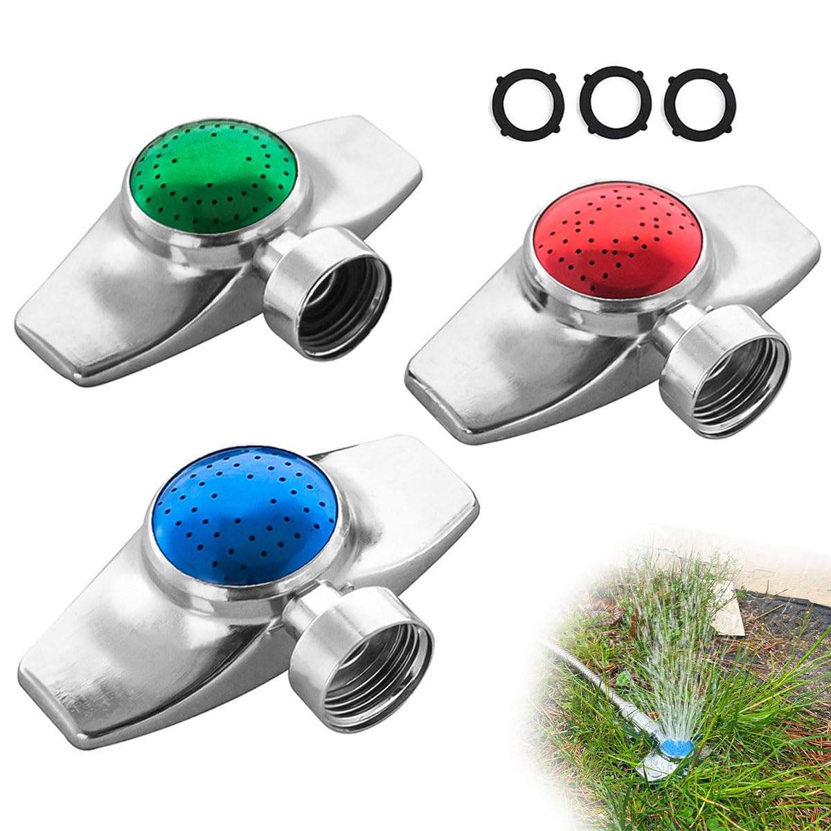 Sprinklers for Yard 360 Degree Sprinkler Irrigation System Large Area Coverage Automatic Spot Water Sprayer Connector Hose Sprinkler Head 44 Hole Nozzle Lawn Sprinklers for Yard, 3 Pack