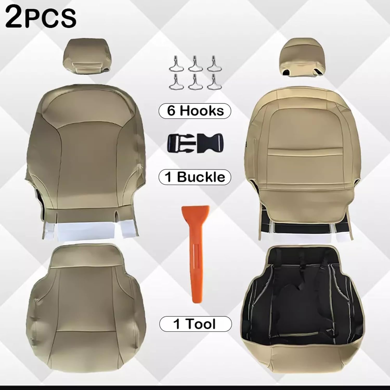 Custom Nappa Leather Front Car Seat Covers fit for Lexus is 250 350 2006-2012 Accessories Automotive Seat Covers 2 PCS Interior seat Protective Cover (Beige)