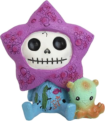 Ebros Gift Huesos peludos náuticos, Hoshi, el pez estrella, esqueleto disfrazado de monstruo con pulpo de polietileno, figura coleccionable de 3.25