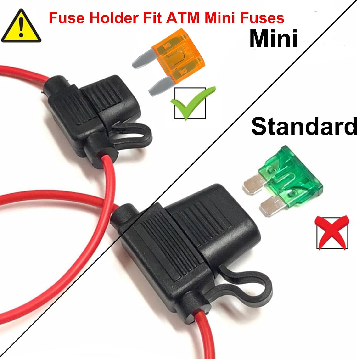 MuHize Inline Fuse Holder, 5 Pack 16 AWG Mini Fuse Holders with 5A ATM Mini Blade Fuses, Waterproof Blade Fuses Holder for Automotive Marine