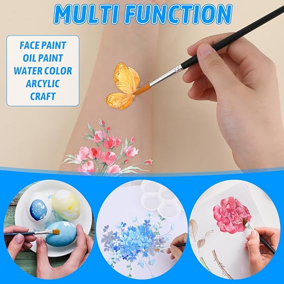 Dimeho Face Paint Brush Set, 6 Pcs Professional Artist Brush for Body Face Painting Body Art Makeup Kit for Acrylic Painting Oil Gouache Watercolor Halloween Cosplay Party Makeup Kit