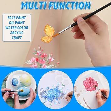 Dimeho Face Paint Brush Set, 6 Pcs Professional Artist Brush for Body Face Painting Body Art Makeup Kit for Acrylic Painting Oil Gouache Watercolor Halloween Cosplay Party Makeup Kit
