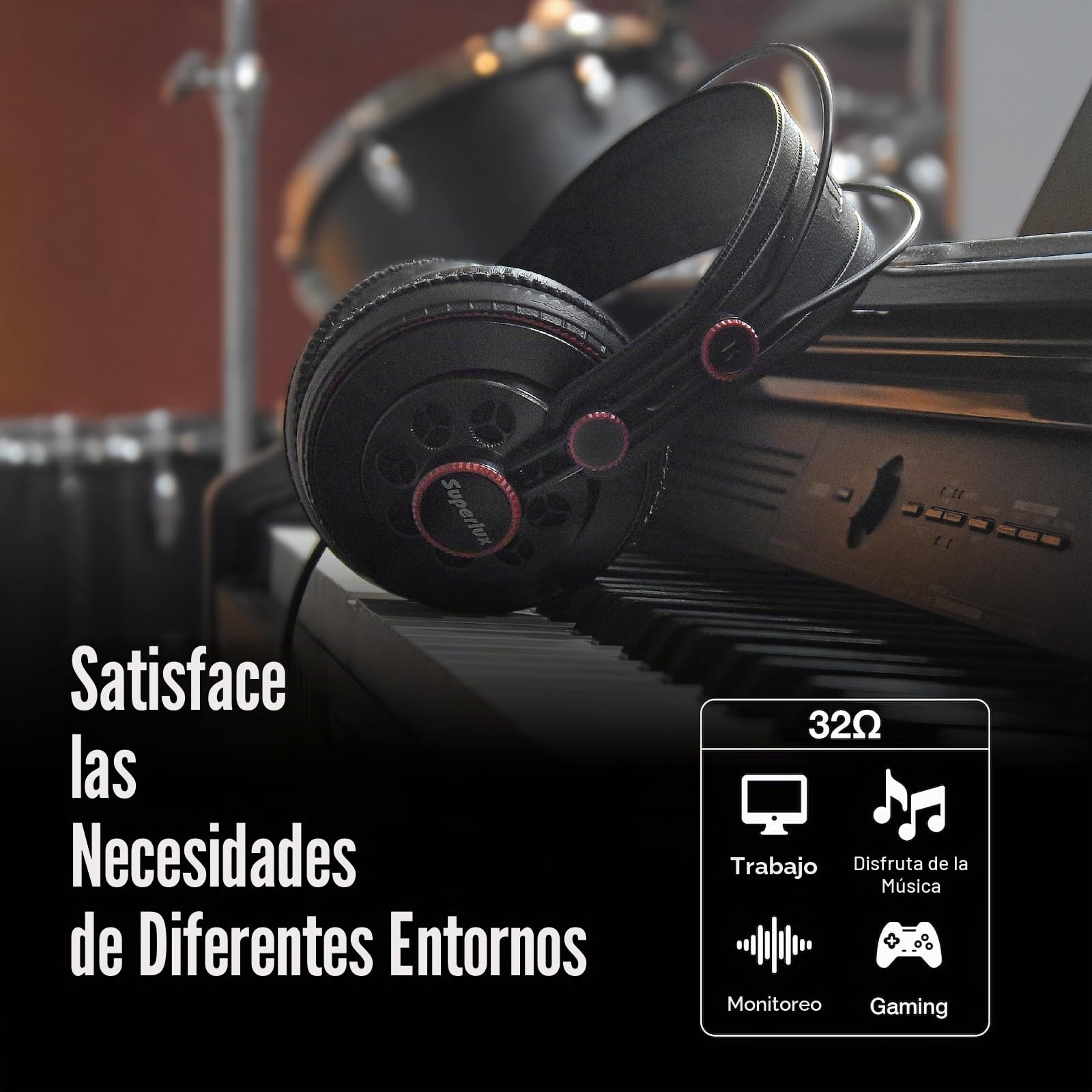 SuperLux HD681 - Auriculares de diadema cerrados (98 dB, 3.5 mm, 6.3 mm), color negro