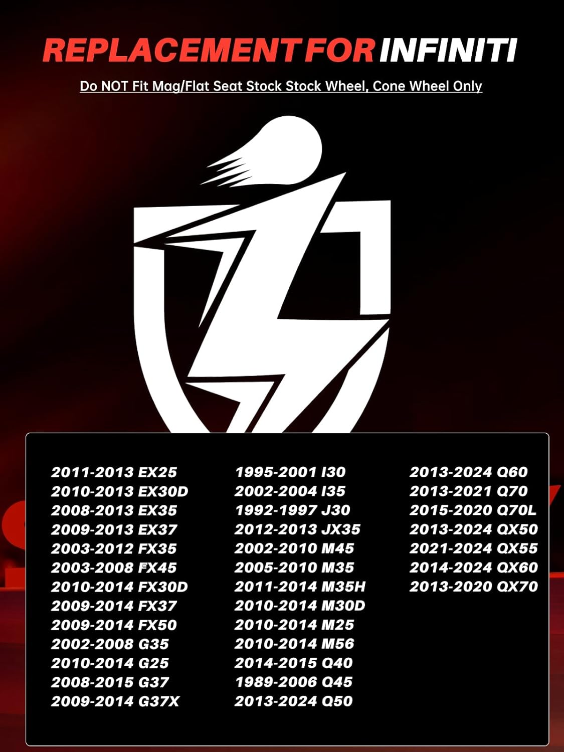 Sposuit M12x1.25 Lug Nuts - Replacement for 2013-2024 Infiniti Q50, 2008-2015 G37, 2014-2024 QX60, 2013-2024 QX50 - OEM Factory Style Mag Seat Chrome Lug Nut with Washer(20 Pcs)
