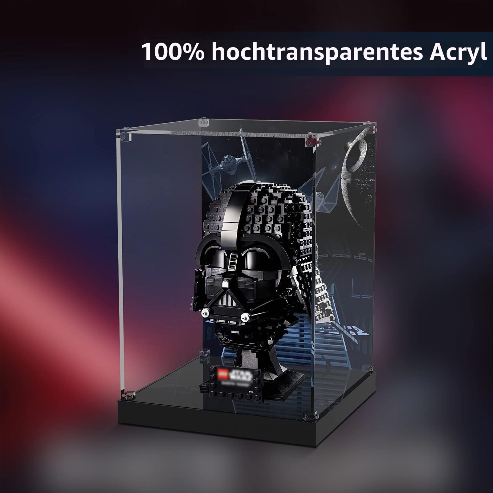cooldac Acryl Vitrine Box kompatibel mit Lego Darth Vader Helm 75304 Modellset Staubdicht Transparent Klar Display Box Vitrine (Das Modell Nicht enthalten)