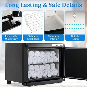 Towel Warmer, 2-in-1 Professional Hot Towel Heater Cabinet for Spa Salon Home Bathroom, 23L, Black