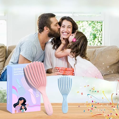 Miniatura 6 de Cepillo desenredante para cabello rizado, juego de cepillos para rizos húmedos y secos, lacio, grueso, fino, sin dolor, tamaño pequeño para viajes,