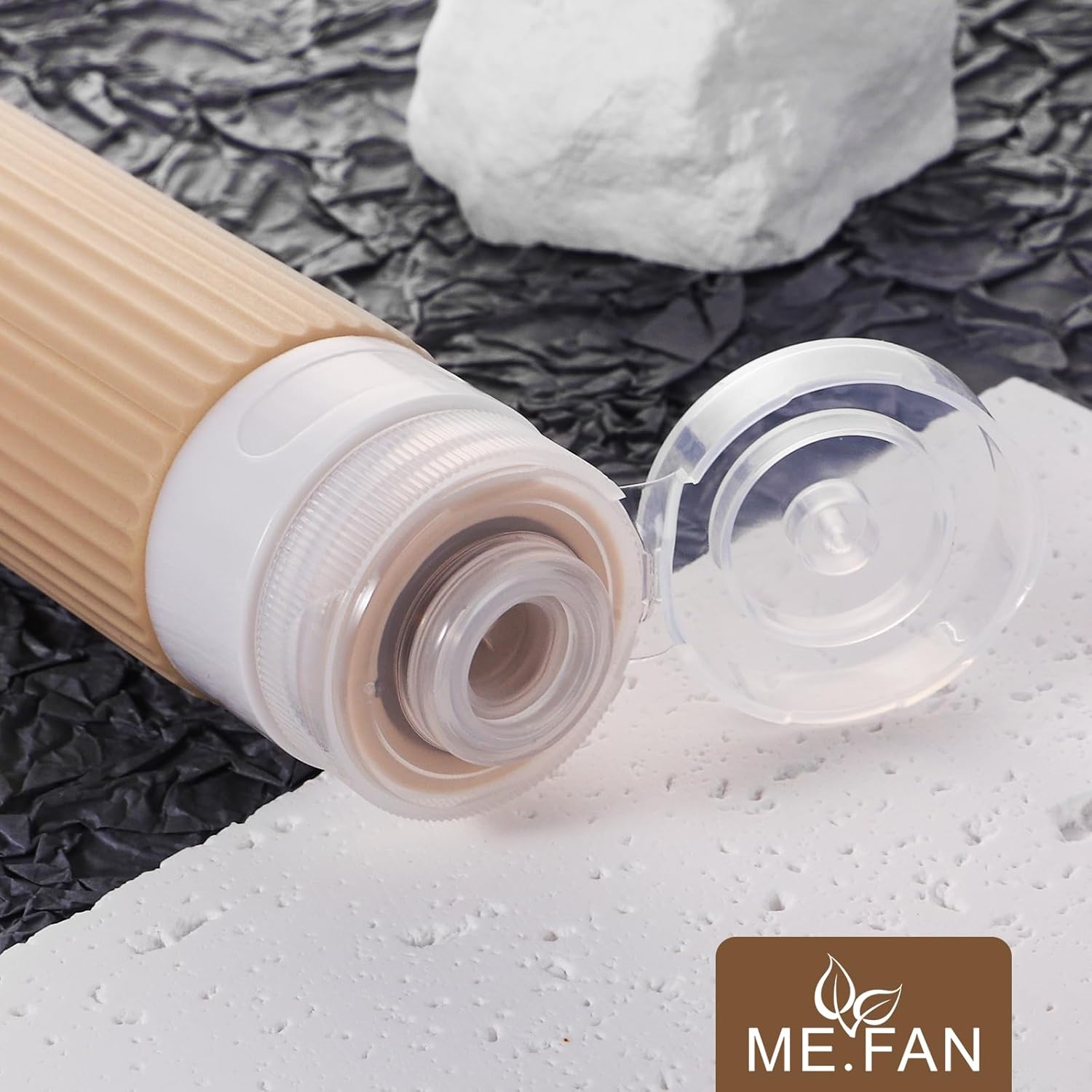 ME.FAN Travel Bottles for Toiletries, TSA Approved 3oz Silicone Journey Size Containers, Portable Split Bottle for Conditioner, Shampoo, Lotion- 4 Pack Yellow - Image 3