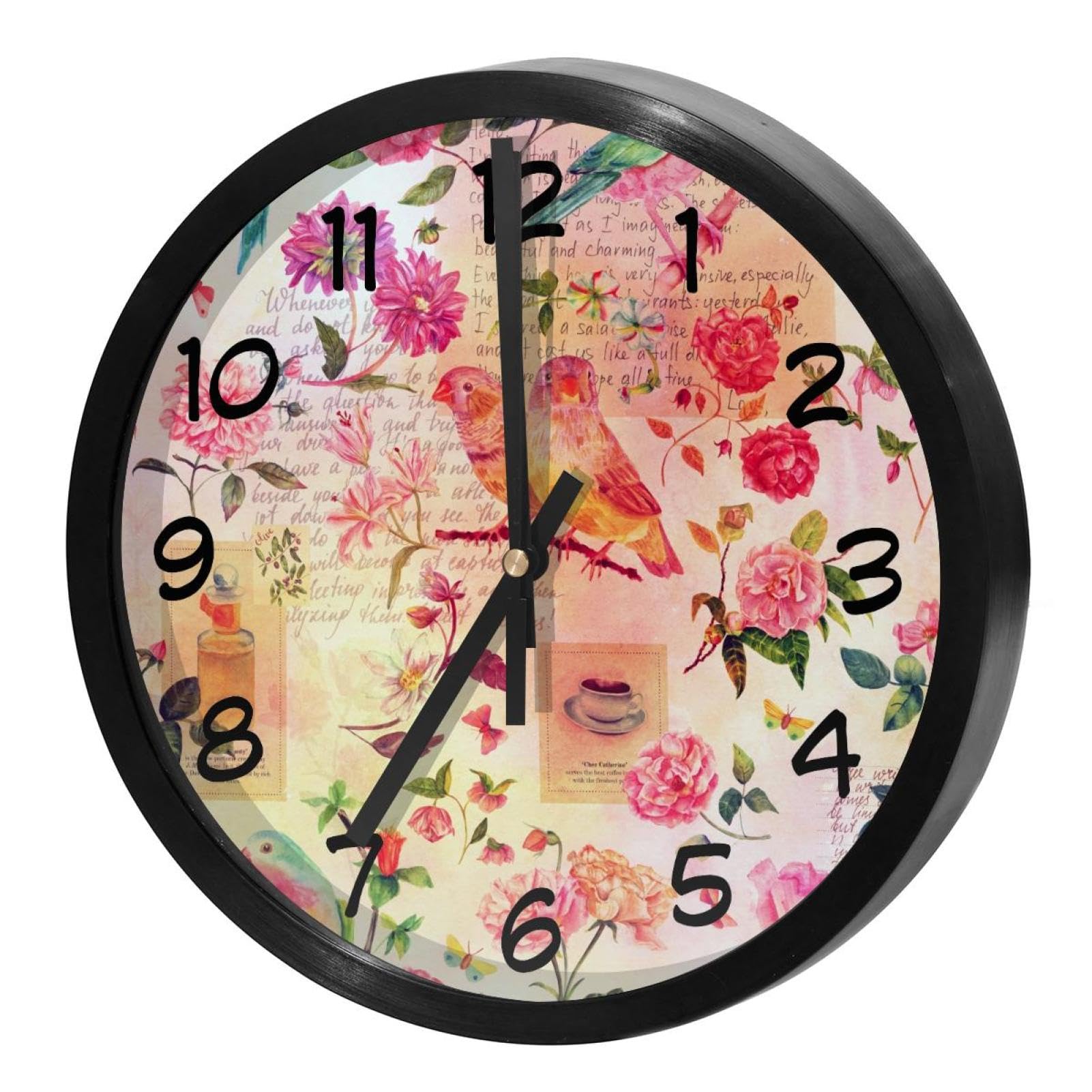 Horloge murale ronde aquarelle oiseau pour une ambiance apaisante dans la cuisine et le bureau