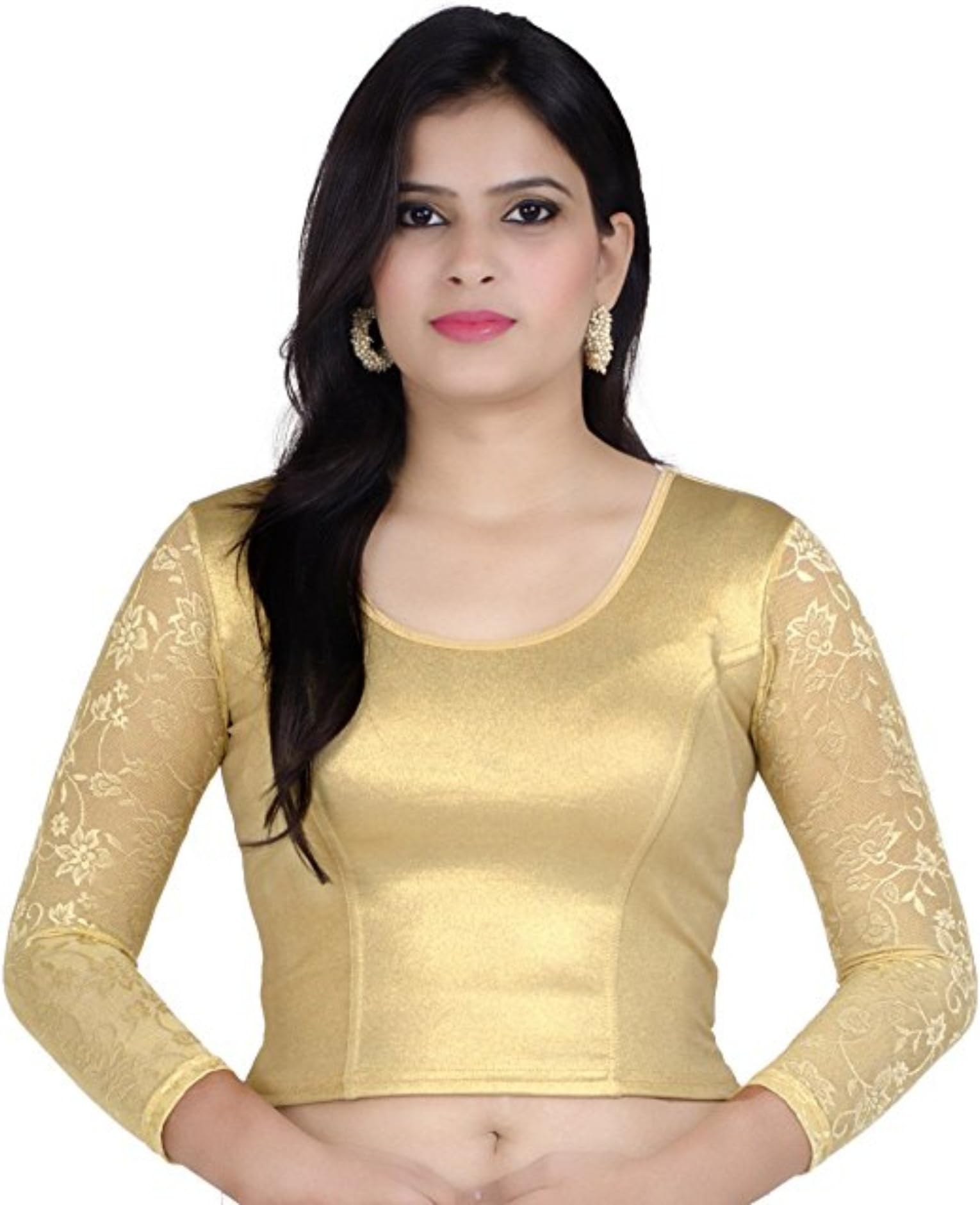 Fressia Fabrics Women's Stretchable Readymade Saree Blouse Crop Top Choli