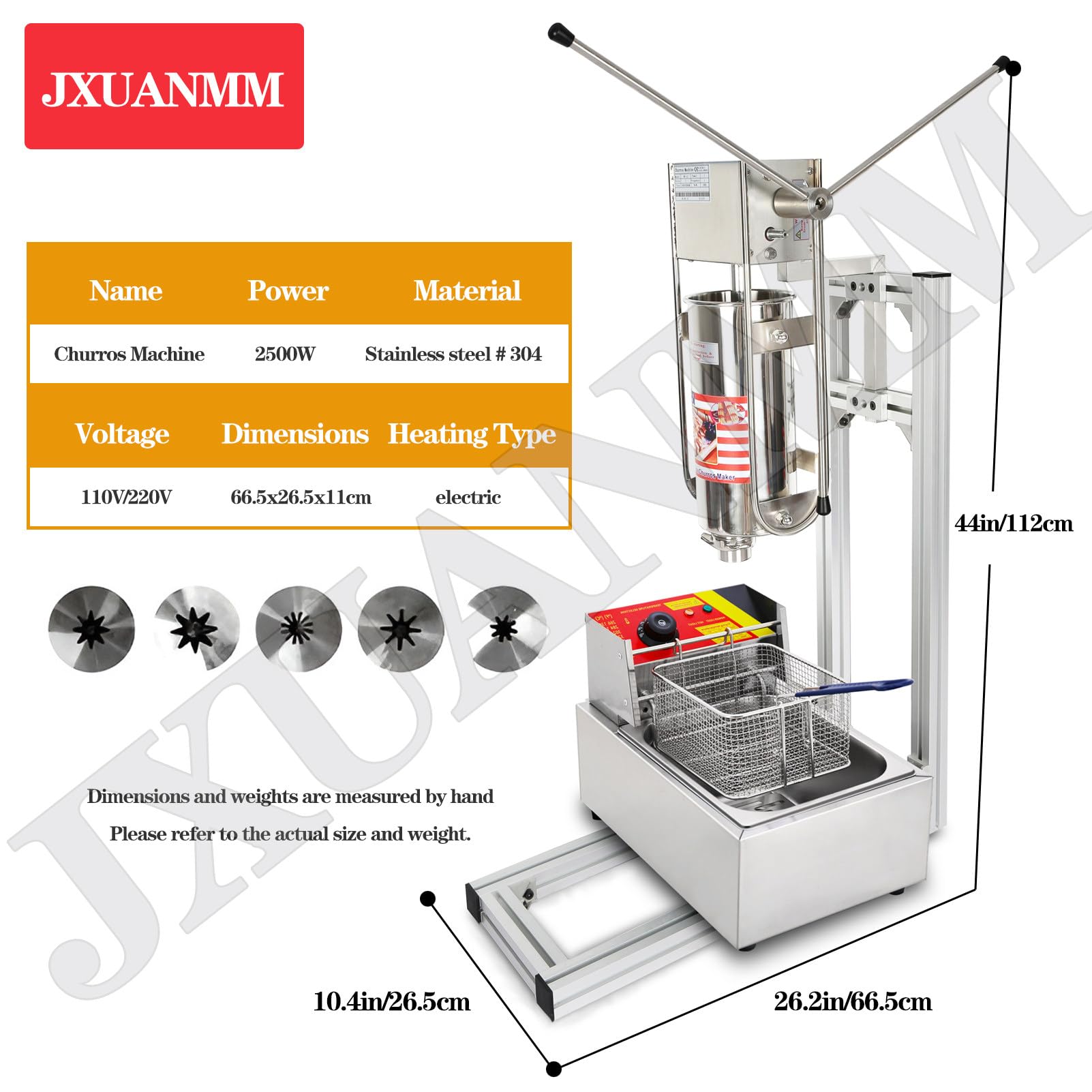 Machine à Churros Professionnelle, Extrudeur Manuel 5L avec 5 Filtres, Single-Pot