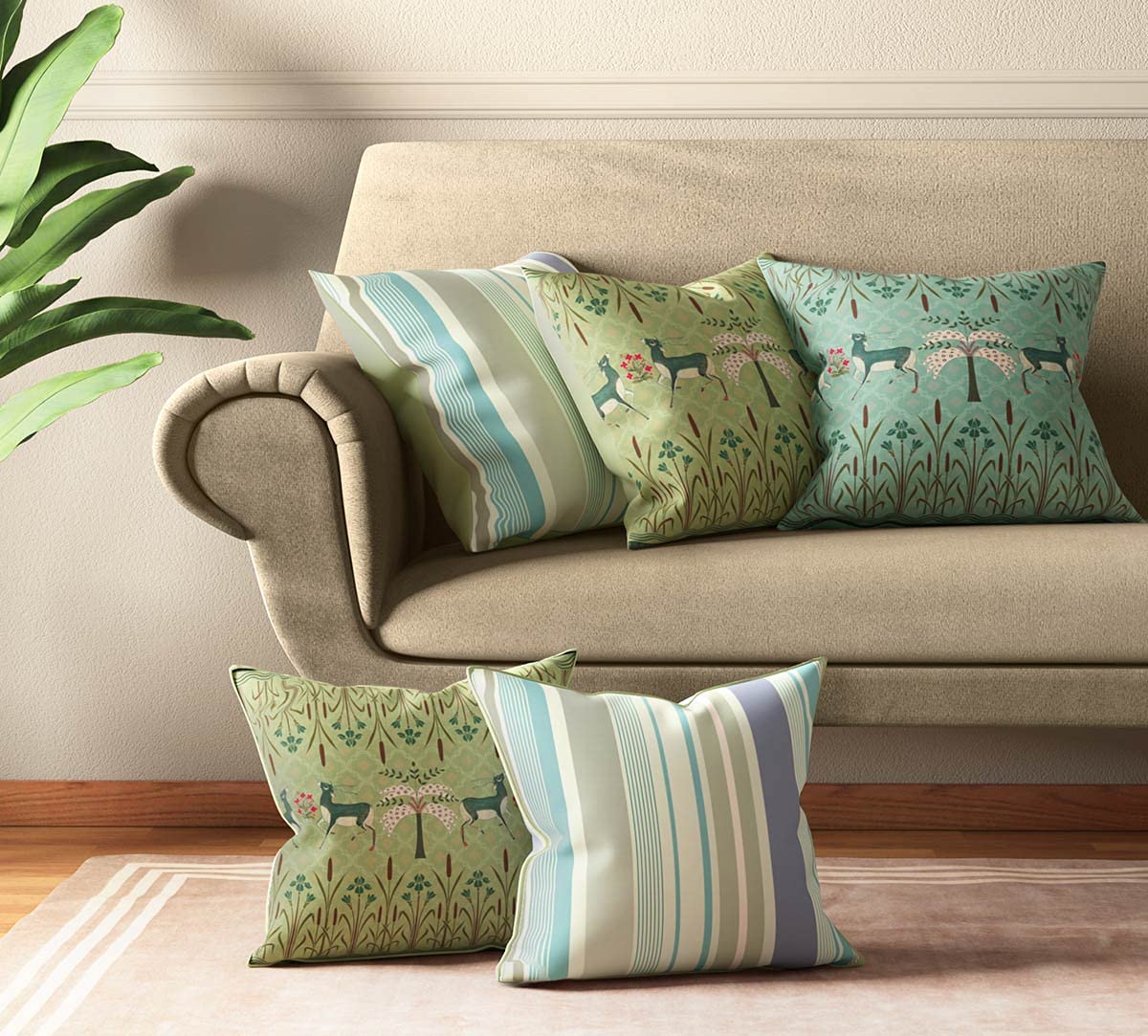 See full amazon price history chart for India Circus by Krsnaa Mehta Geometrical Deers Multicolor Satin Blend Cushion Pillow Covers Set of 5 (16 x 16 Inches) India Circus by Krsnaa Mehta Geometrical Deers Multicolor Satin Blend Cushion Pillow Covers Set of 5 (16 x 16 Inches) (B0CRHCP98J) Amazon Price History, Amazon Price Tracker