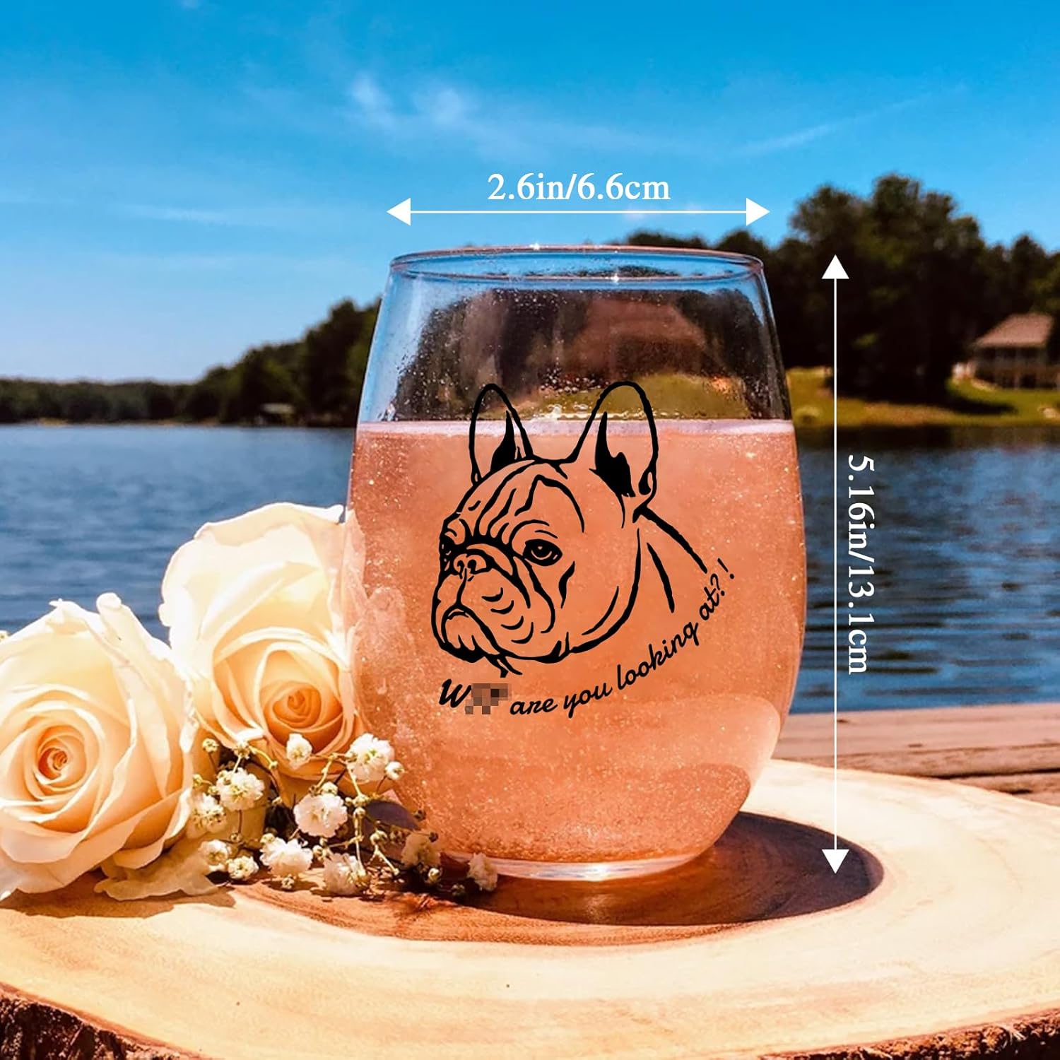 Physkoa French Bulldog Wine Glasses Set of 2 – 20oz Stemless Glasses with Bulldog Front & But – Funny Gifts for Dog Lovers, Couples, Him & Her, Bulldog Owner Gift(Word) - Image 3