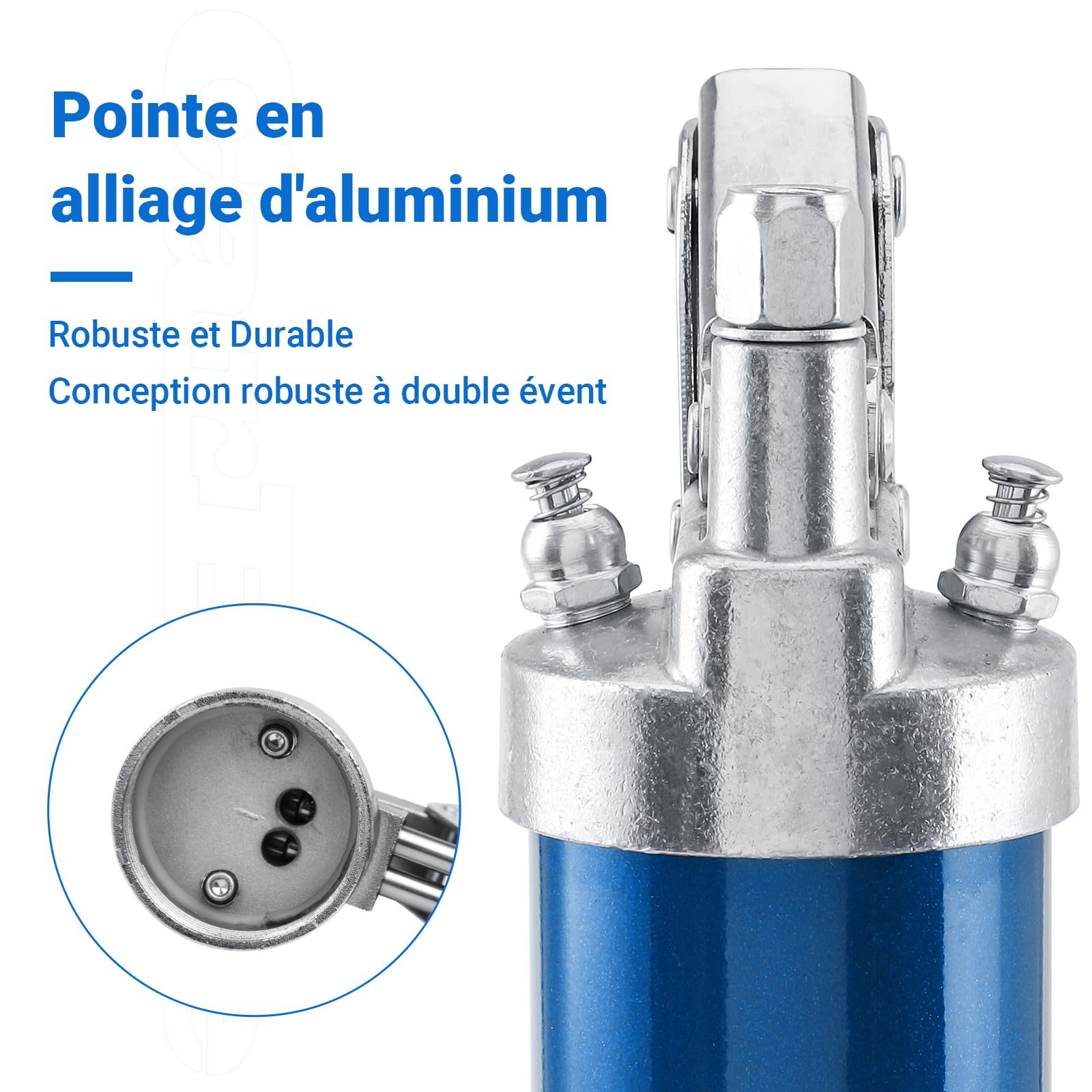 CarBole Ingrassatore Manuale,Pistole per Grasso Professionale 8000PSI,con Tubo Flessibile 12 Pollice,Tubo di Estensione in Metallo 6 Pollici,Ugello Appuntito,Cartuccia da Compatibile 400ml