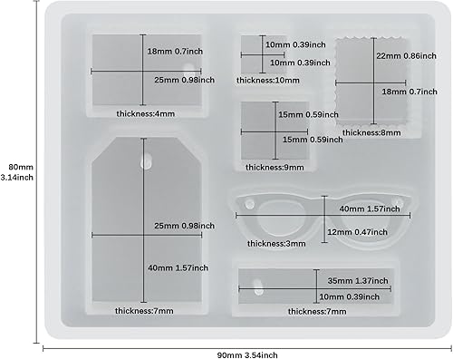 Miniatura 7 de Funshowcase Pieza de joyería Molde de silicona epoxi de resina para colgante, llavero, proyectos de manualidades, juego de 5 unidades