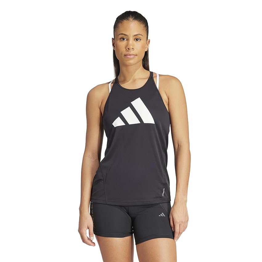 adidas Donna Run It Stripes Tank Top, Black, S