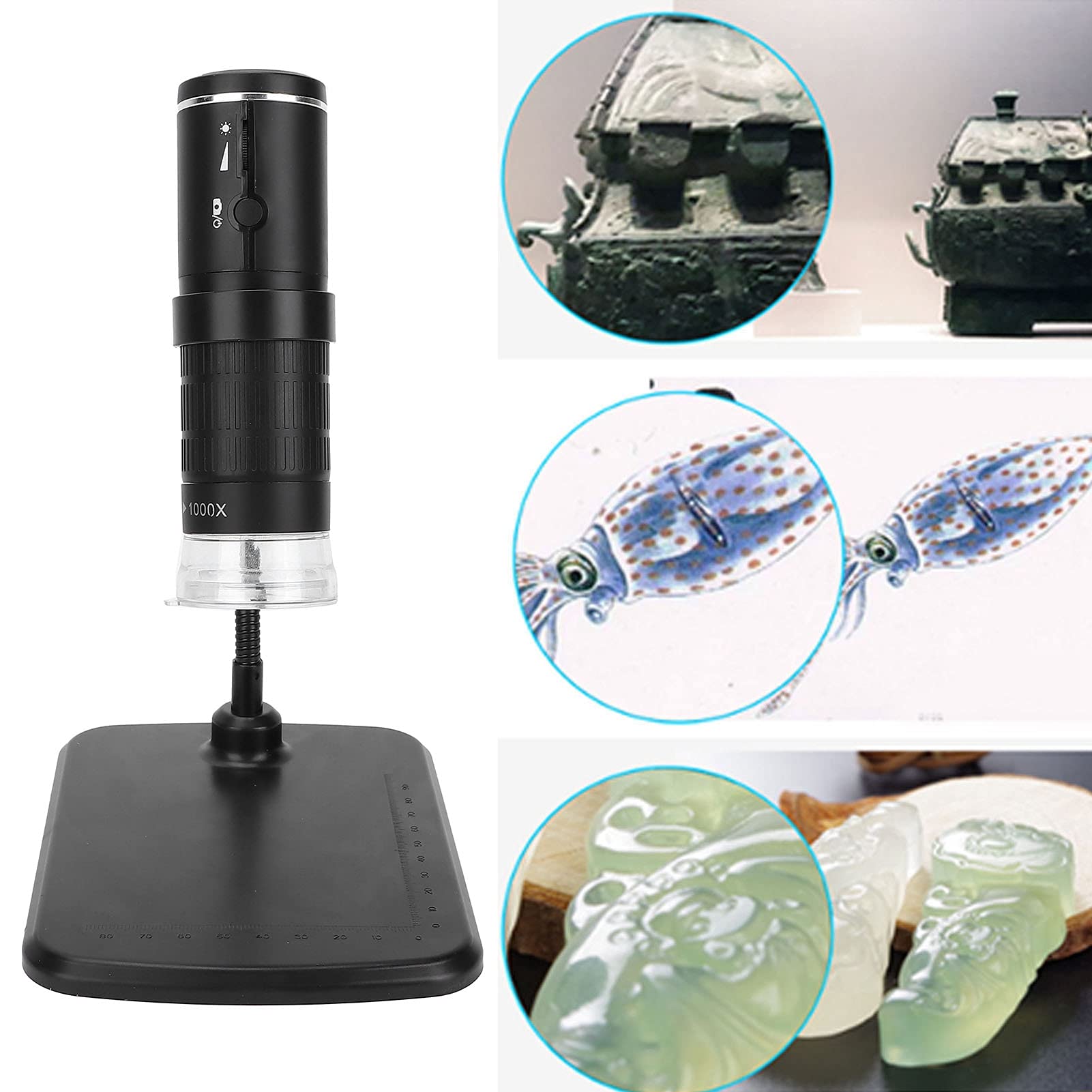 Pongnas Mini-Vergrößerungsmikroskopie, Tragbares Tragbares, Flexibles WLAN-Digitalmikroskop, 50-1000-fache Kamera mit 8 LED-Leuchten, 1080P HD-Pixel Zur Beobachtung